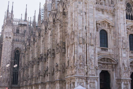 a Milan Italy, city skyline at Milano Duomo Cathedral empty nobodyの写真素材