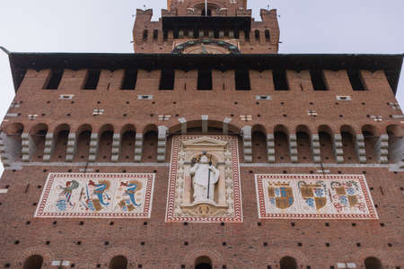 magnificent Sforza Castle , Castello Sforzesco in Milan, Italyのeditorial素材