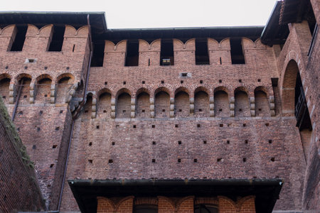 magnificent Sforza Castle , Castello Sforzesco in Milan, Italyのeditorial素材