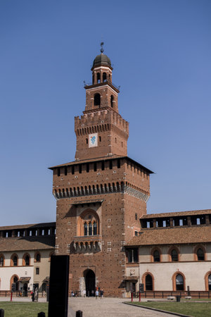 magnificent Sforza Castle , Castello Sforzesco in Milan, Italyのeditorial素材