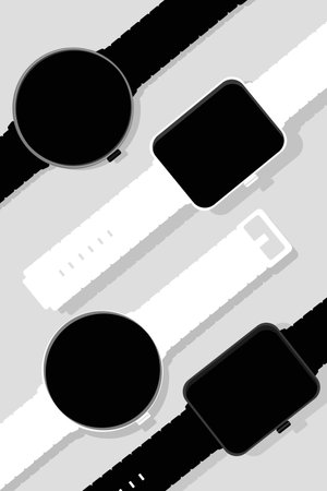white and black smart watch on the white background fitness trackerのイラスト素材