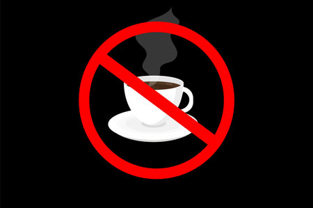 symbol sign without prohibition to drink coffee in a red circle cupのイラスト素材
