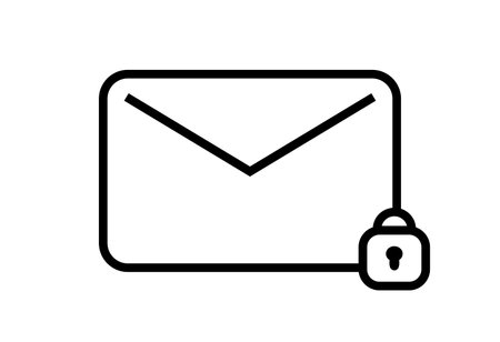a mail icon letter with lock protected vector illustration on white background contactsのイラスト素材