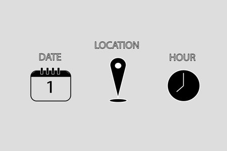 navigation calendar date and location and time iconsのイラスト素材
