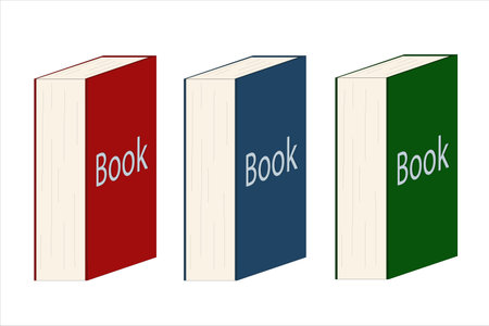set of books of different colors on a white background vector illustrationのイラスト素材