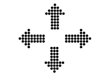 a sign symbol with arrow pointers on a white background digital with dotsのイラスト素材