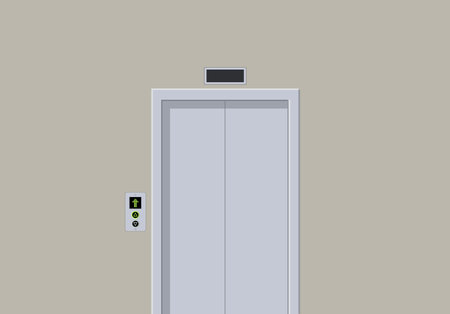 an elevators with a panel of buttons in the corridor of the business center of the buildingのイラスト素材