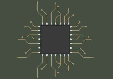 a circuit board with a microprocessor for a computer scheme vector illustration electronicsのイラスト素材