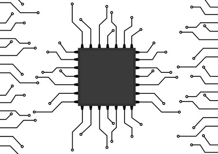 a circuit board with a microprocessor for a computer scheme vector illustration electronicsのイラスト素材
