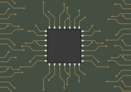 a circuit board with a microprocessor for a computer scheme vector illustration electronicsのイラスト素材
