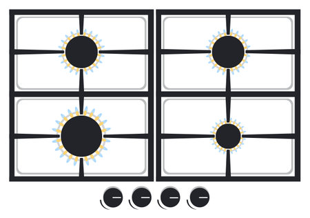 a cooking surface of gas stove for kitchen vector illustrationのイラスト素材