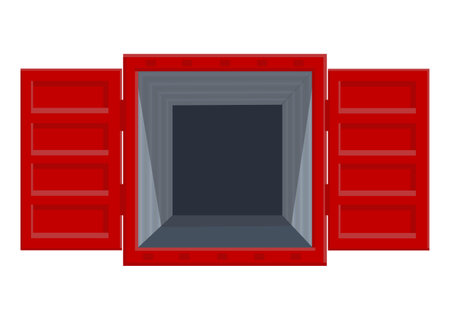 a red large metal cargo container for transportation on a white backgroundのイラスト素材
