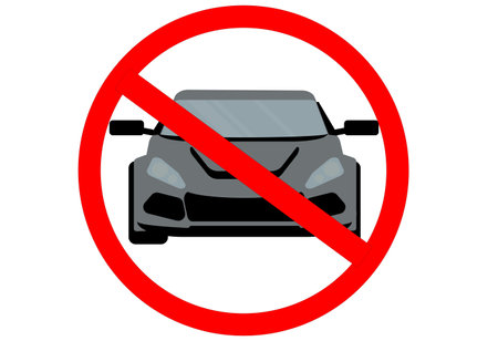 a Cars in a red circle with a crossed out sign cannot be prohibitedのイラスト素材