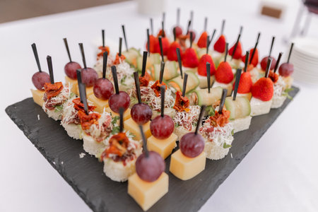 a food and snacks on the buffet tableの写真素材