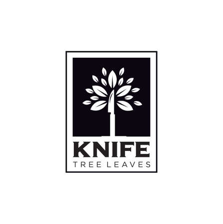 Frame of Tree & knife Silhouette logo design inspirationのイラスト素材