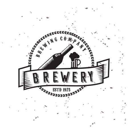 Vintage beer brewery Logo vector emblems, labels, badges, logos, icons. beer house with a white backgroundのイラスト素材
