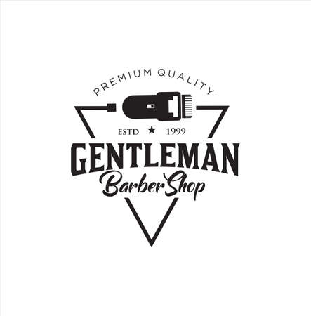 Barbershop Logo Design silhouette Vector Stock on the white background . haircut Logo Vintage Hispter badge .のイラスト素材
