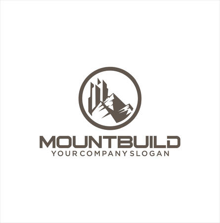 Building mountain logo vector . Mountain City Logo, Architecture, Construction Design Vector Logo Templateのイラスト素材