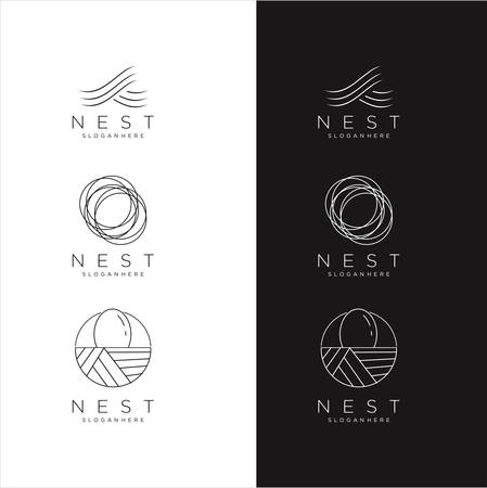 Set Of Nest Logo Vector Stock Modern Simple Vector Set Bird Nest Logo Design Template.のイラスト素材