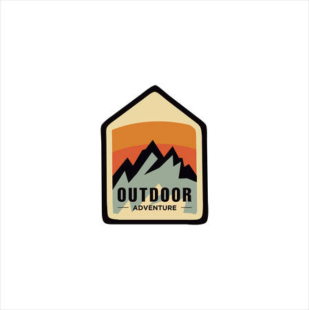 Mountain Outdoor Logo Design ,Hiking, Camping, Expedition And Outdoor Adventure. Exploring Nature For Badges, Banners, Emblemのイラスト素材