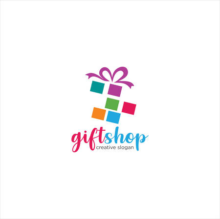 Christmas Gift Logo . Gift Logo Design Vector Stock . Gift Store Shop Logo Template . Surprise Gift Shop Logoのイラスト素材
