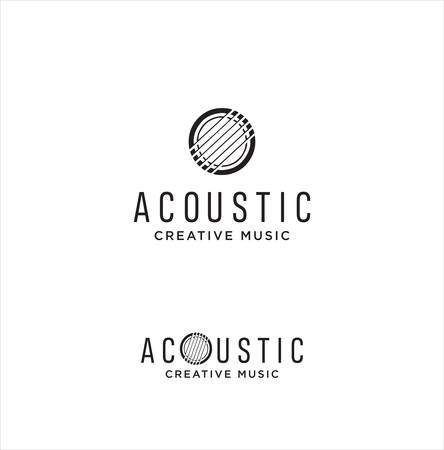Acoustic Guitar icon Retro Hipster . Music icon Design Templateのイラスト素材