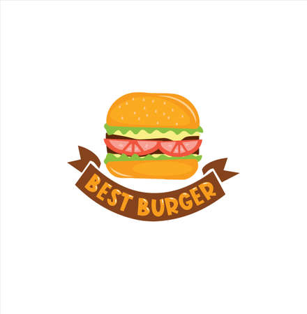 Burger Logo Design Vector Stock . Burger delivery logo Illustration . Burger 24 hours Logo . Burger fast food sign iconのイラスト素材