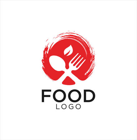 Food Logo Design . cutlery Logo Design Illustration . Restaurant logo . Organic food logoのイラスト素材