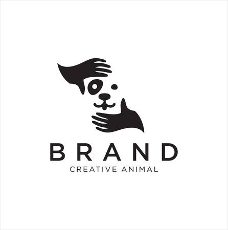 Dog Hand Logo Stock Illustrations . Dog care Logo . Pet care logo icon symbolsのイラスト素材