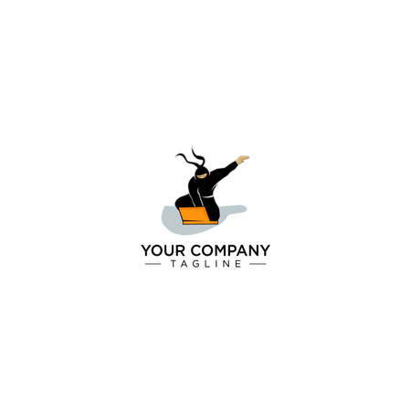 Ninja Logo . Ninja Laptop Logo Icon Character illustration design . Ninja Tech Logo Design Templateのイラスト素材