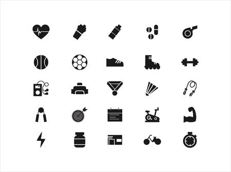 Sports glyph icon set / vector sketches, logo illustrations, sport game signs solid pictograms package isolated on white background / Sports Solid Icon Setのイラスト素材