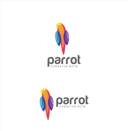Abstract Parrot Bird Logo Design Creative sign . Colorful Parrot Bird Logo Icon Designのイラスト素材