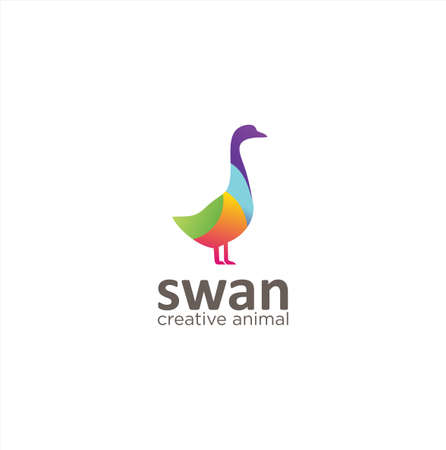 Colorful Swan Logo Vector Creative Sign. Goose Logo Design Templateのイラスト素材