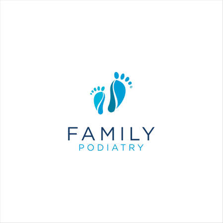 Podiatry Logo Isolated on white background . Foot Care Logo Icon Design . Foot Print Logo Healthy Medical Design Templateのイラスト素材