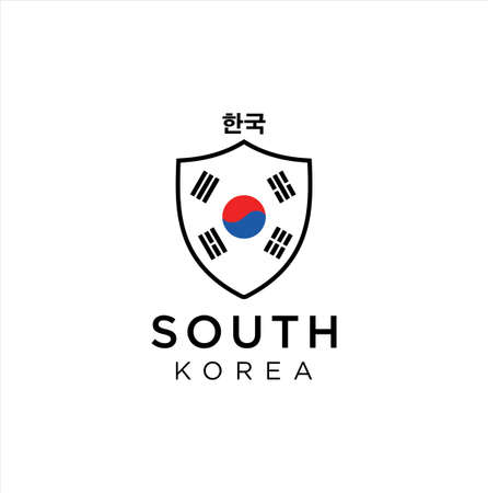 South Korea Logo Flag Shield . South Korea flag badge shieldのイラスト素材