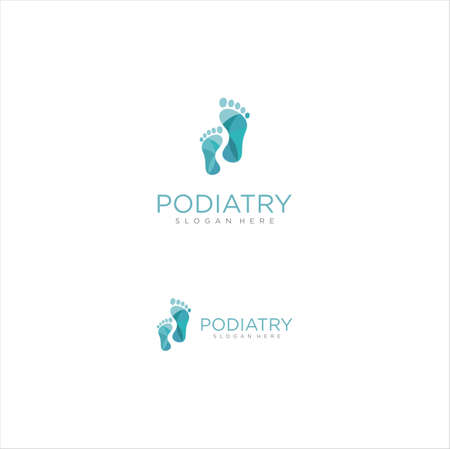 Podiatry Logo Isolated on white background . Foot Care Logo Icon Design . Foot Print Logo Healthy Medical Design Templateのイラスト素材
