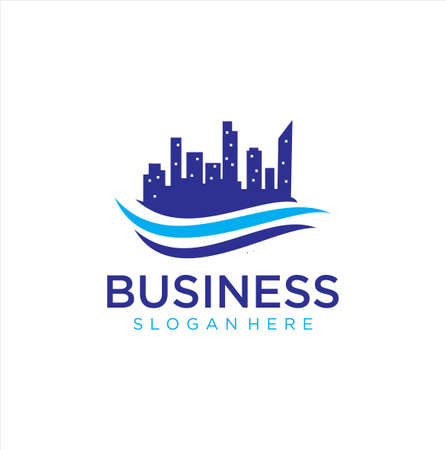 Building cityscape wave logo . Abstract building wave Logo Vector . City Skyline Logo Vector .のイラスト素材