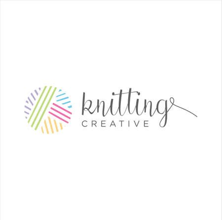 Crochet, Knitting Logo Design, Tailor, sewing, needle, yarn For Handmade handicraft logo Colorful design Templateのイラスト素材