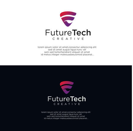 Letter F V VF Triangle Logo Tech Design Vector Stock illustration . Triangle Tech Logo Design.のイラスト素材