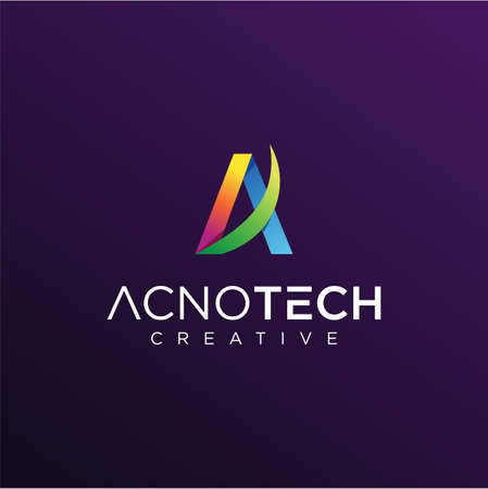 Letter A Tech Logo Design Vector Stock illustration . A Logo Design Vector Stock .のイラスト素材