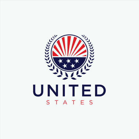 United States Logo Design Vector Stock . Made in usa Logo american flag . USA logo . American Flag Logoのイラスト素材
