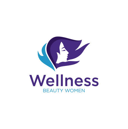 Women Wellness Logo Design Template . women beauty logo Cosmetic Template vector icon design . Beautiful woman Logo Design Illustration . Woman logo for Spa, Fashion & Beautyのイラスト素材