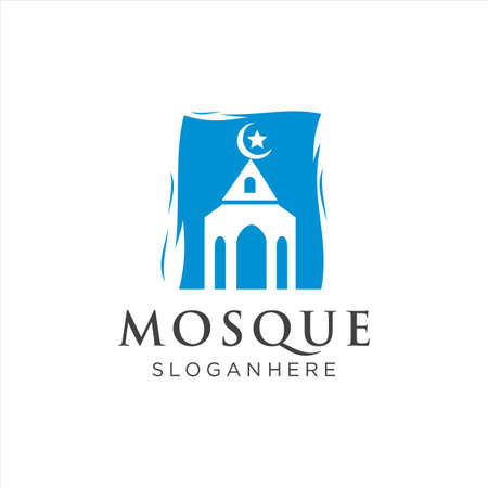 Islamic Mosque Logo Vector Icon Stock Vector. Arabic Muslim Logo Design Template. Masjid Logo Icon Religion Spiritualのイラスト素材