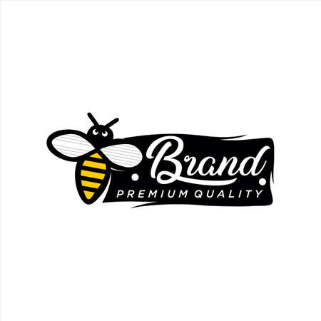 Dripping honey Logo Design Template. Honeycomb Logo Design Nature Organic. Beekeeping logo design with abstract bee. Bee logo Icon Symbol Vector Template. Beehive Iconのイラスト素材