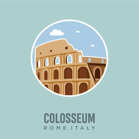 Colosseum In Rome Italy Landmark Design Vector Illustration. Italy Travel and Attraction, Landmarks, Tourism and Traditional Cultureのイラスト素材