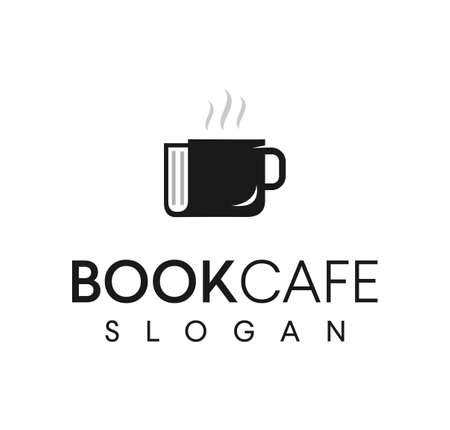 Coffee book logo icon design. Logo is combination of book and a cup of coffee. Suitable for coffee shop, bookstore, libraryのイラスト素材