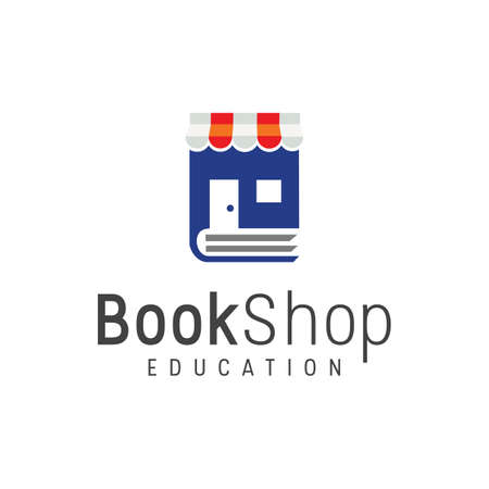 Book shop logo Design Template Vector emblem for book store. Library Shop logo design.のイラスト素材