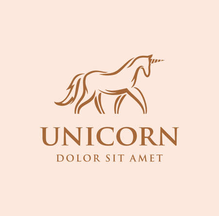 Creative abstract Horse Unicorn Line Style icon design vector stockのイラスト素材