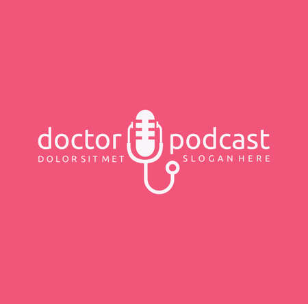 Doctor podcast logo symbol medical mic microphone icon design healthy care medicine health broadcast Vector Illustrationのイラスト素材