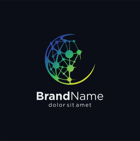 World Circle Tech logo design concept vector illustration. Globe Technology logo digital template symbolのイラスト素材